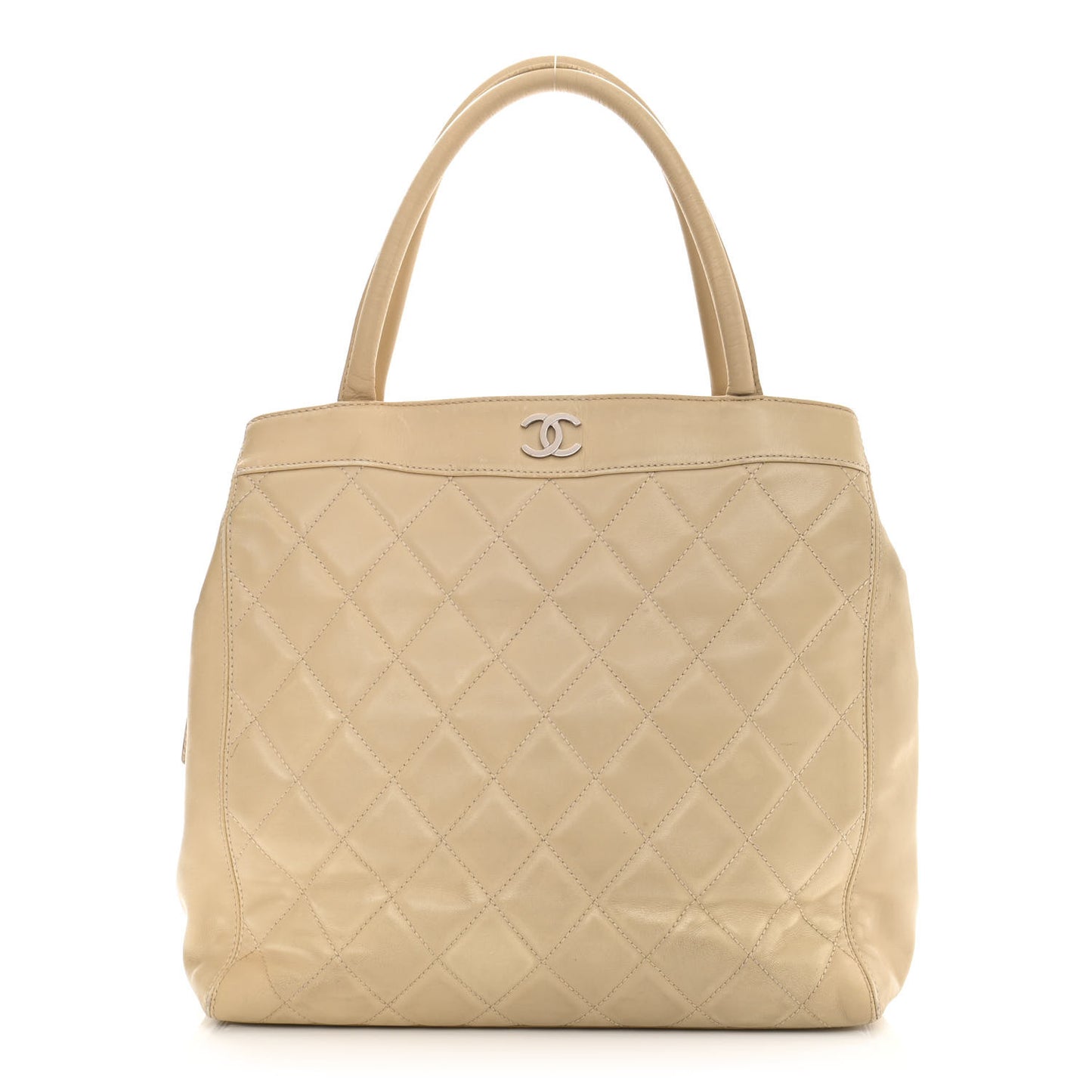 Lambskin Quilted CC Tote Beige