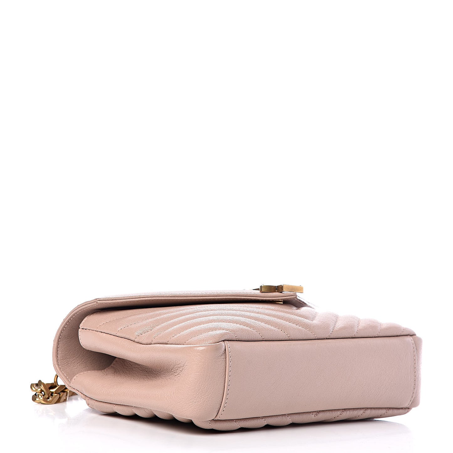 Sheepskin Matelasse Chevron Monogram Medium College Bag Rose Poudre