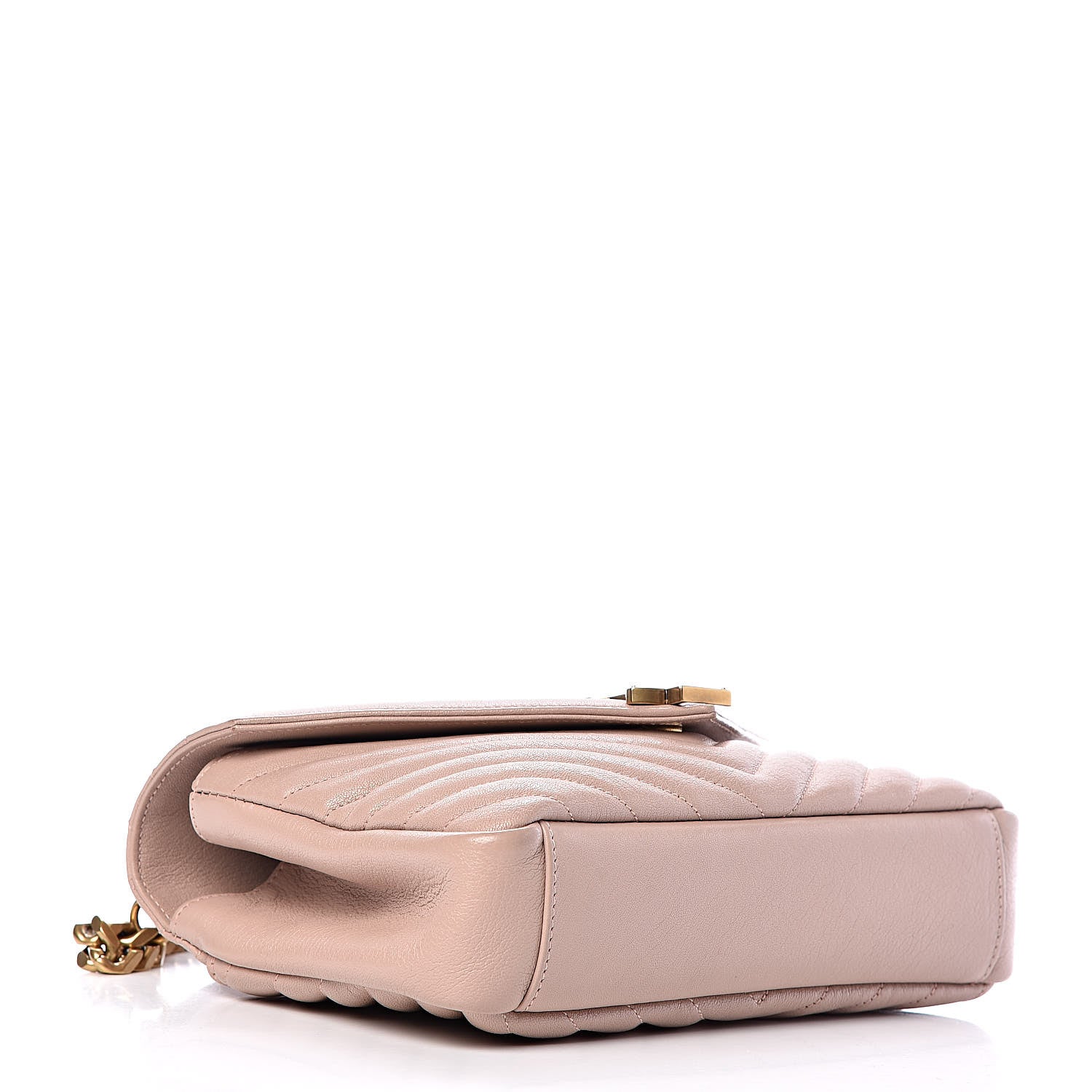 Saint Laurent Sheepskin Matelasse Chevron Monogram Medium College Bag Rose Poudre 4 of 10