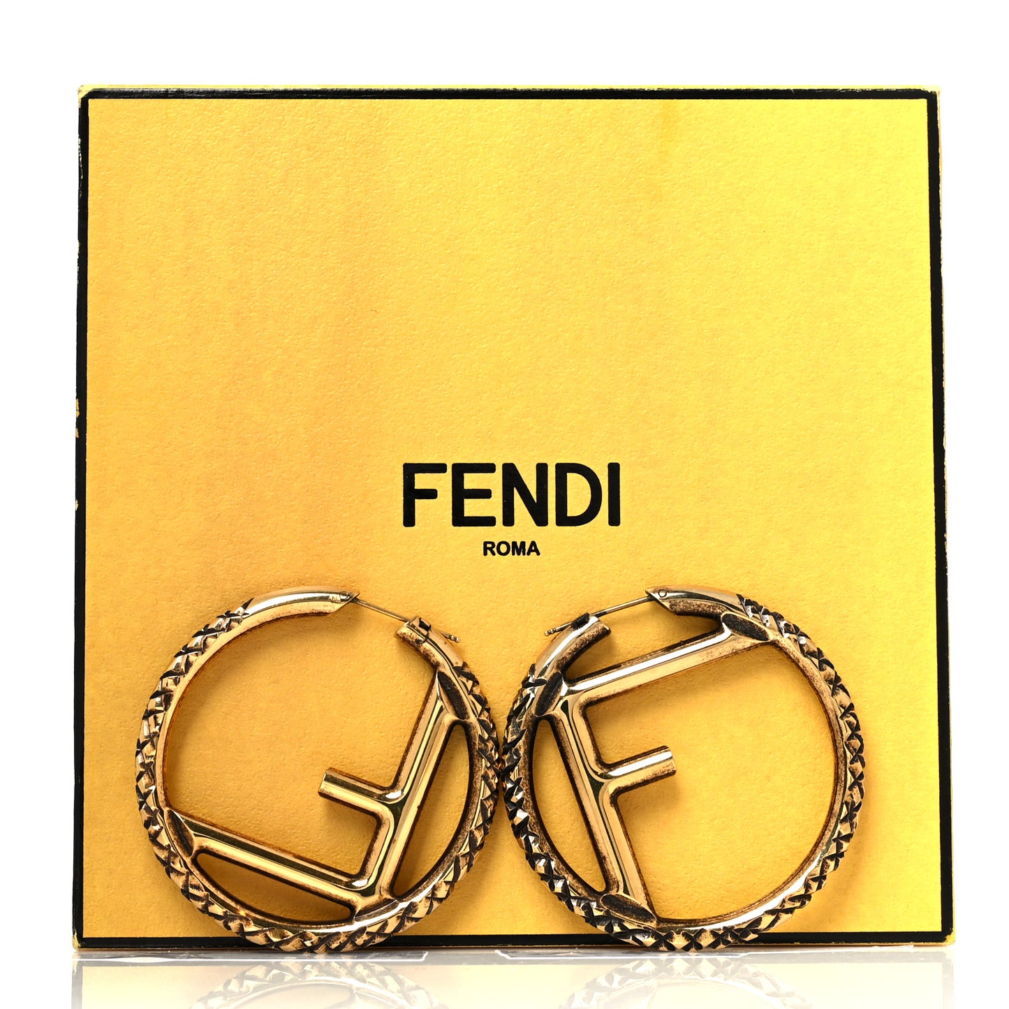 Metal FF Hoop Earrings Gold
