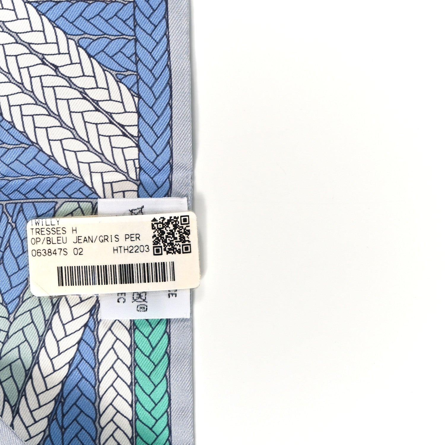 Hermes Silk Tresses H Twilly Bleu Jean Gris Perle 3 of 4