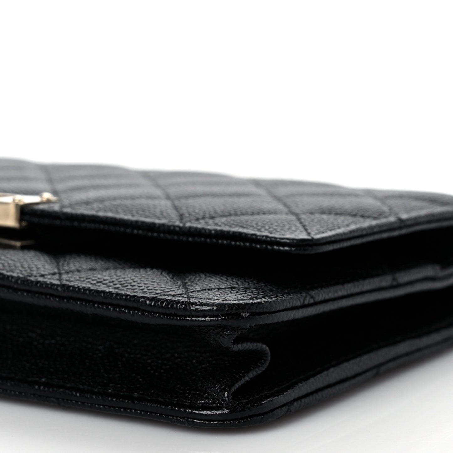 Caviar Quilted Golden Class Wallet On Chain WOC Black