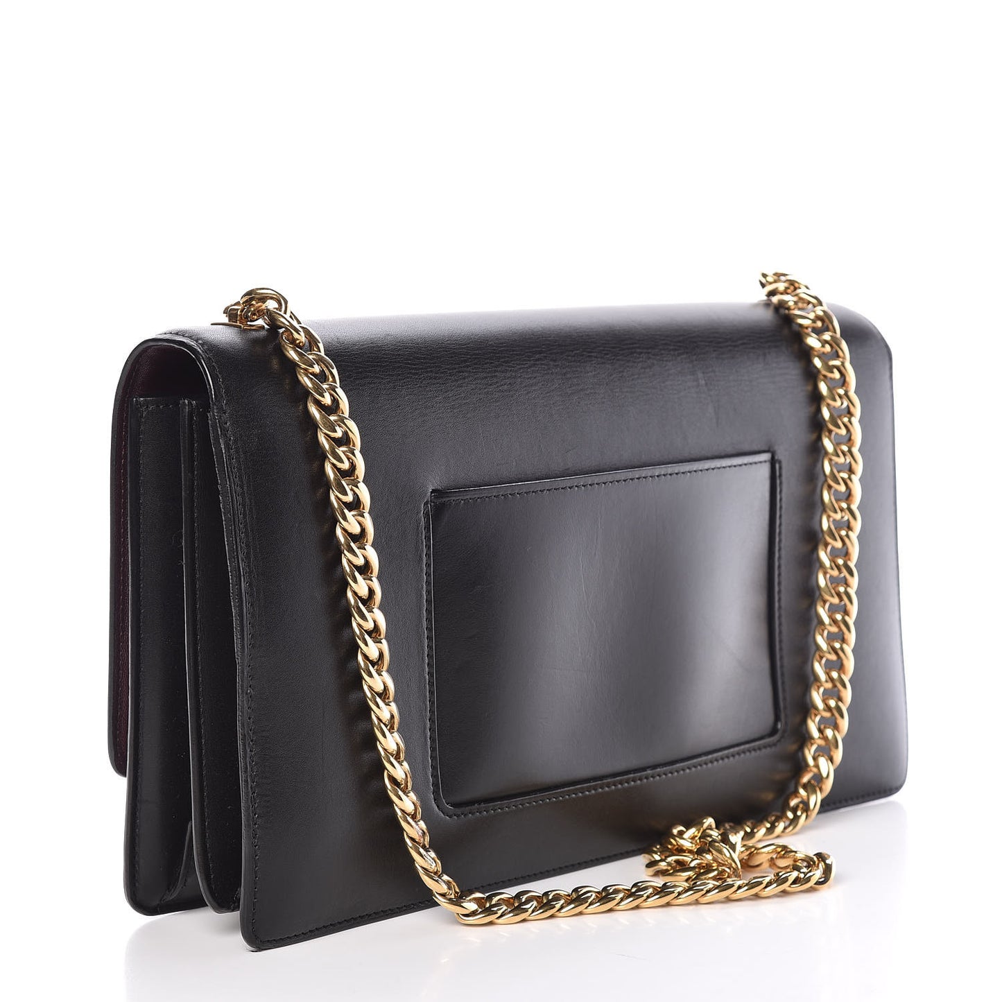 Smooth Calfskin Medium Case Chain Flap Black