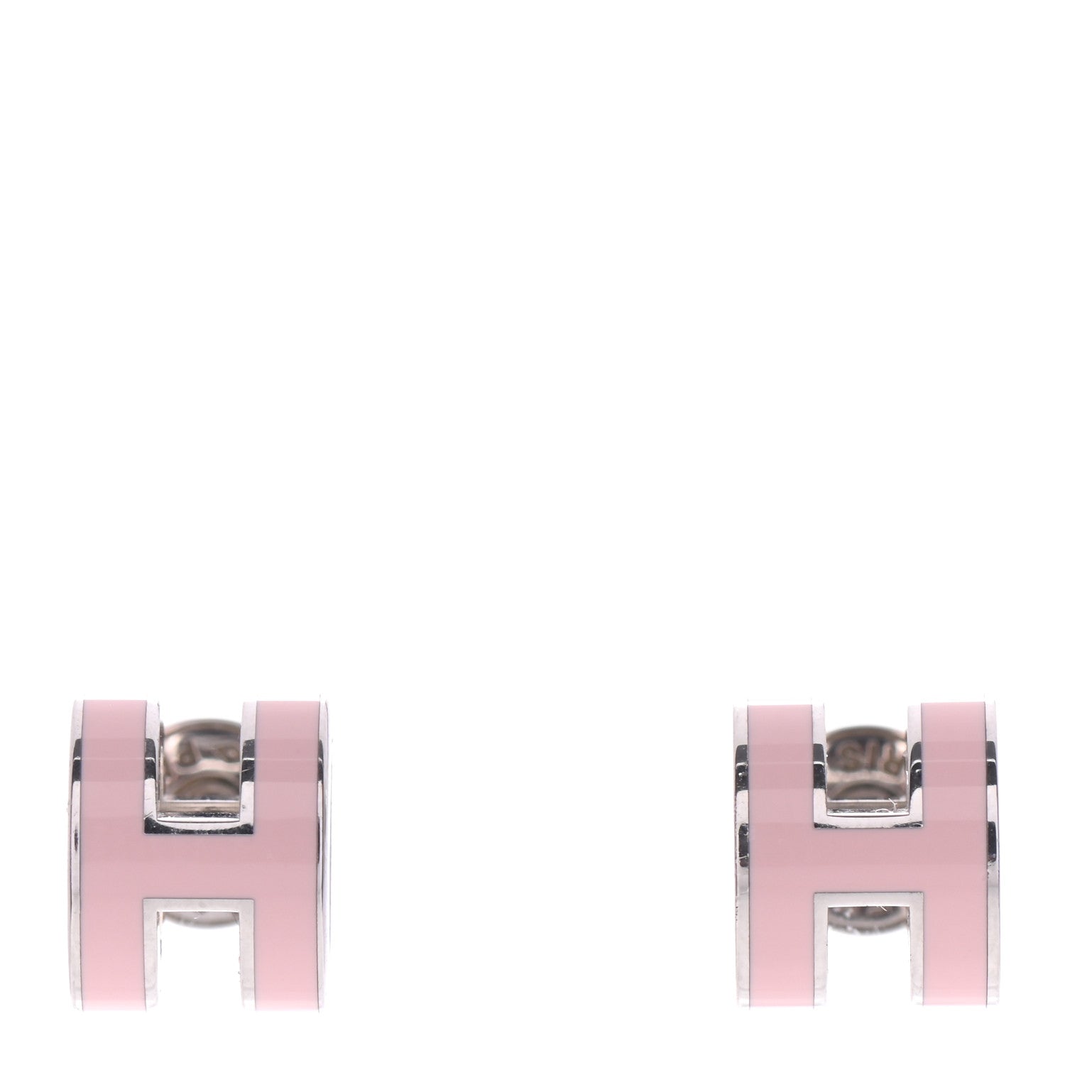 Hermes Palladium Lacquered Mini Pop H Earrings Rose Dragee 1 of 6