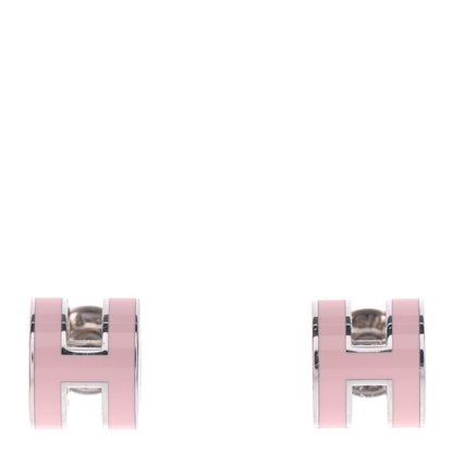 Hermes Palladium Lacquered Mini Pop H Earrings Rose Dragee 1 of 6