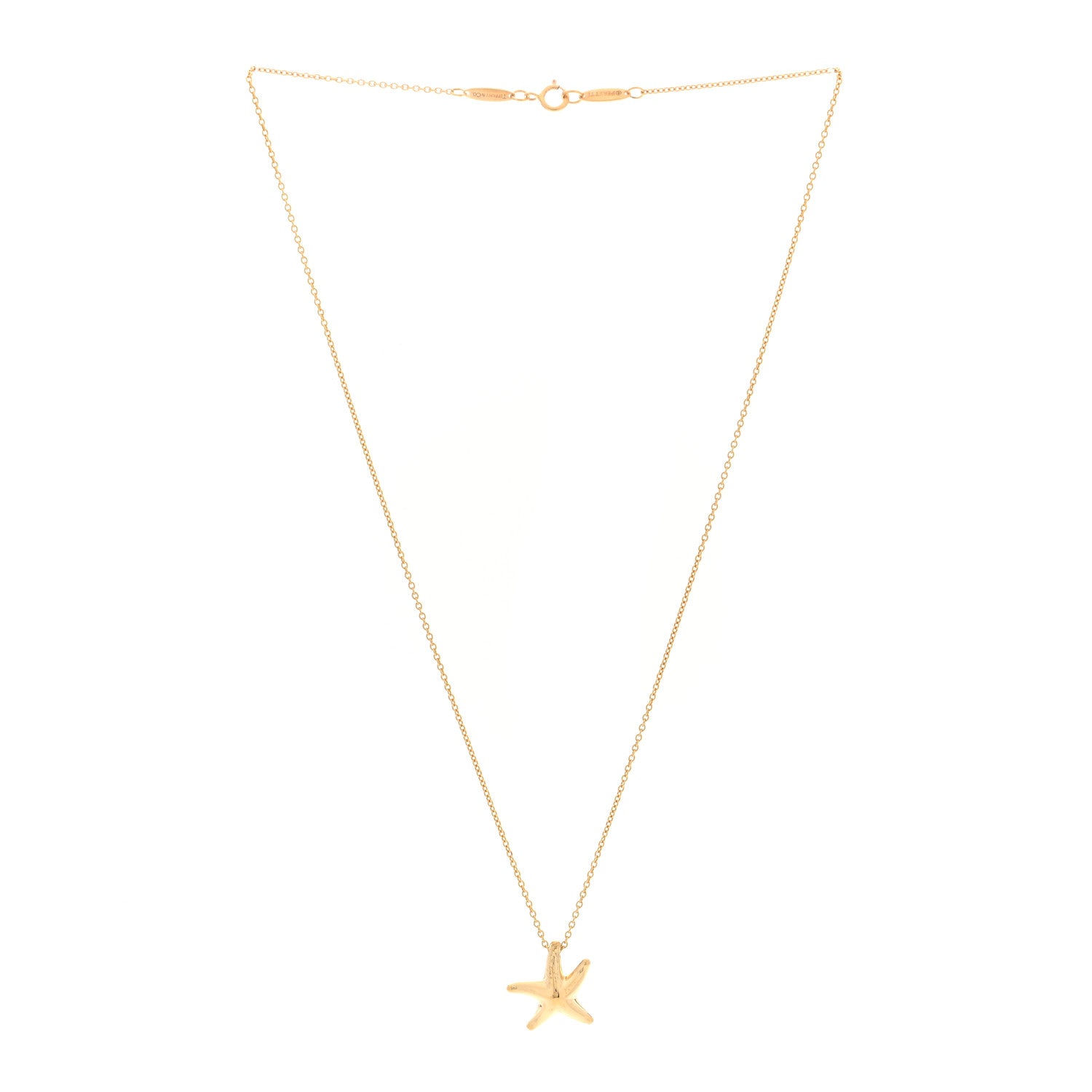 Tiffany 18K Yellow Gold 15mm Elsa Peretti Starfish Pendant Necklace 2 of 3