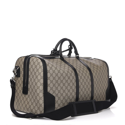Gucci GG Supreme Monogram Selleria Calfskin Large Duffle Beige Ebony Black 2 of 10