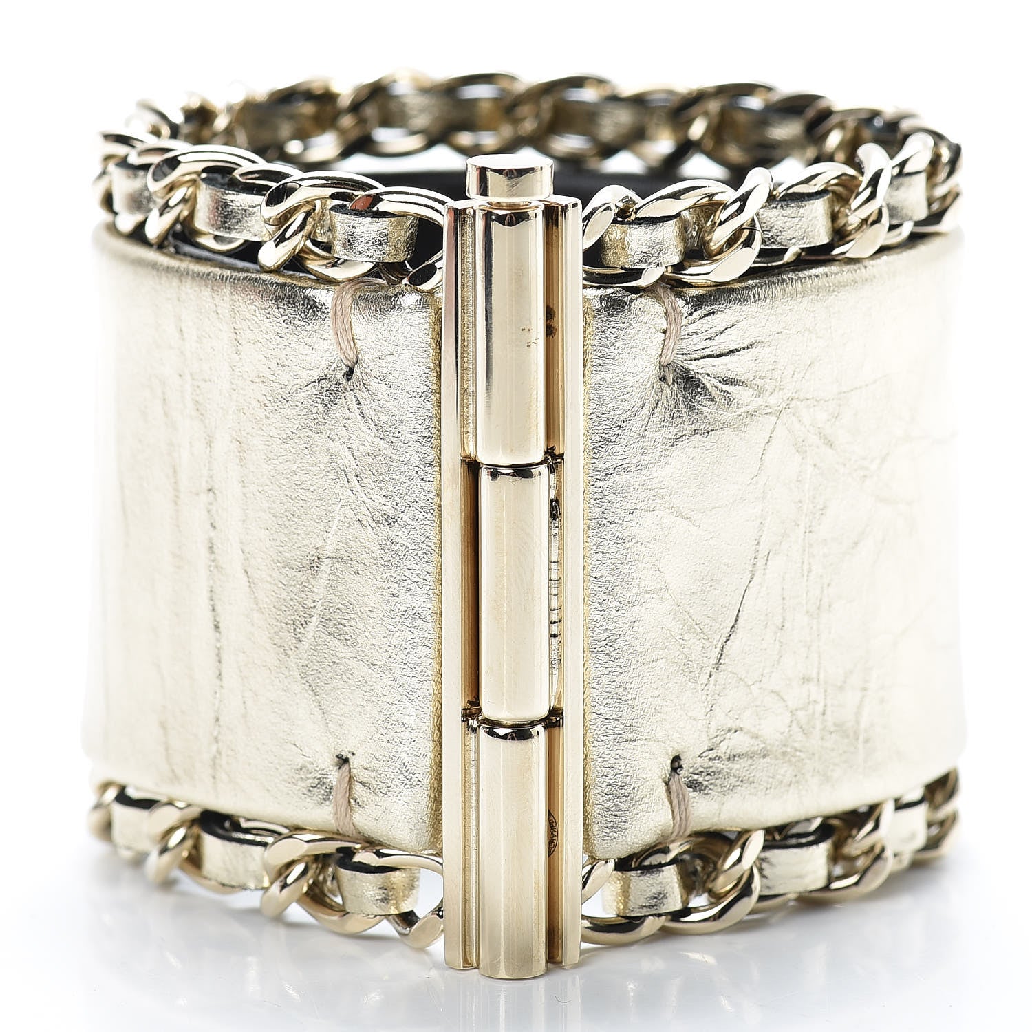 Chanel Metallic Aged Calfskin Chain CC Cuff Gold 3 of 6