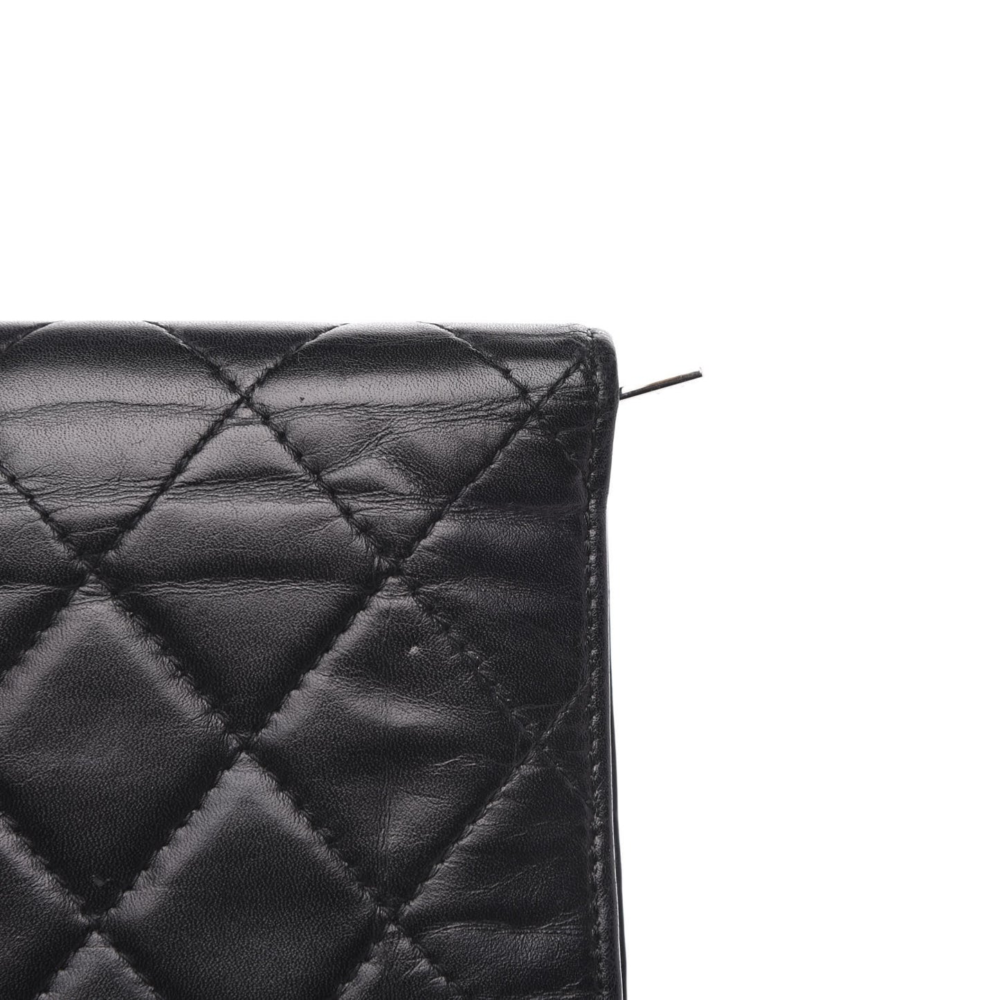 Calfskin Quilted Cambon Flap Wallet Black