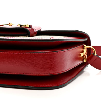 Gucci GG Supreme Monogram Azalea Calfskin Horsebit 1955 Shoulder Bag Beige Ebony New Cherry Red 11 of 12