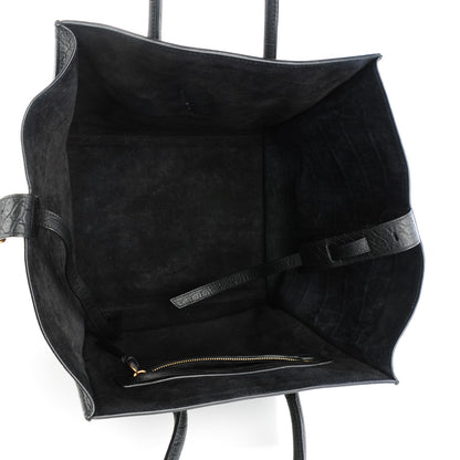Celine Crocodile Embossed Calfskin Medium Phantom Luggage Black 5 of 9
