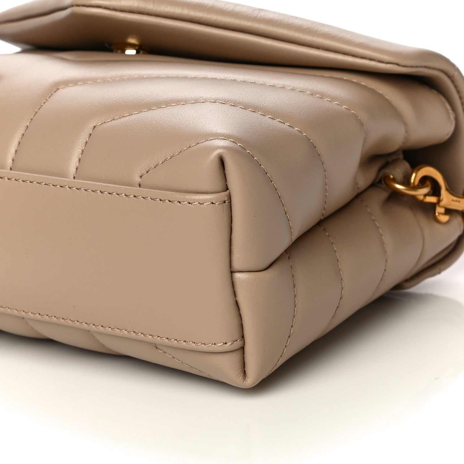 Saint Laurent Calfskin Y Quilted Monogram Toy Loulou Crossbody Bag Dark Beige 9 of 10