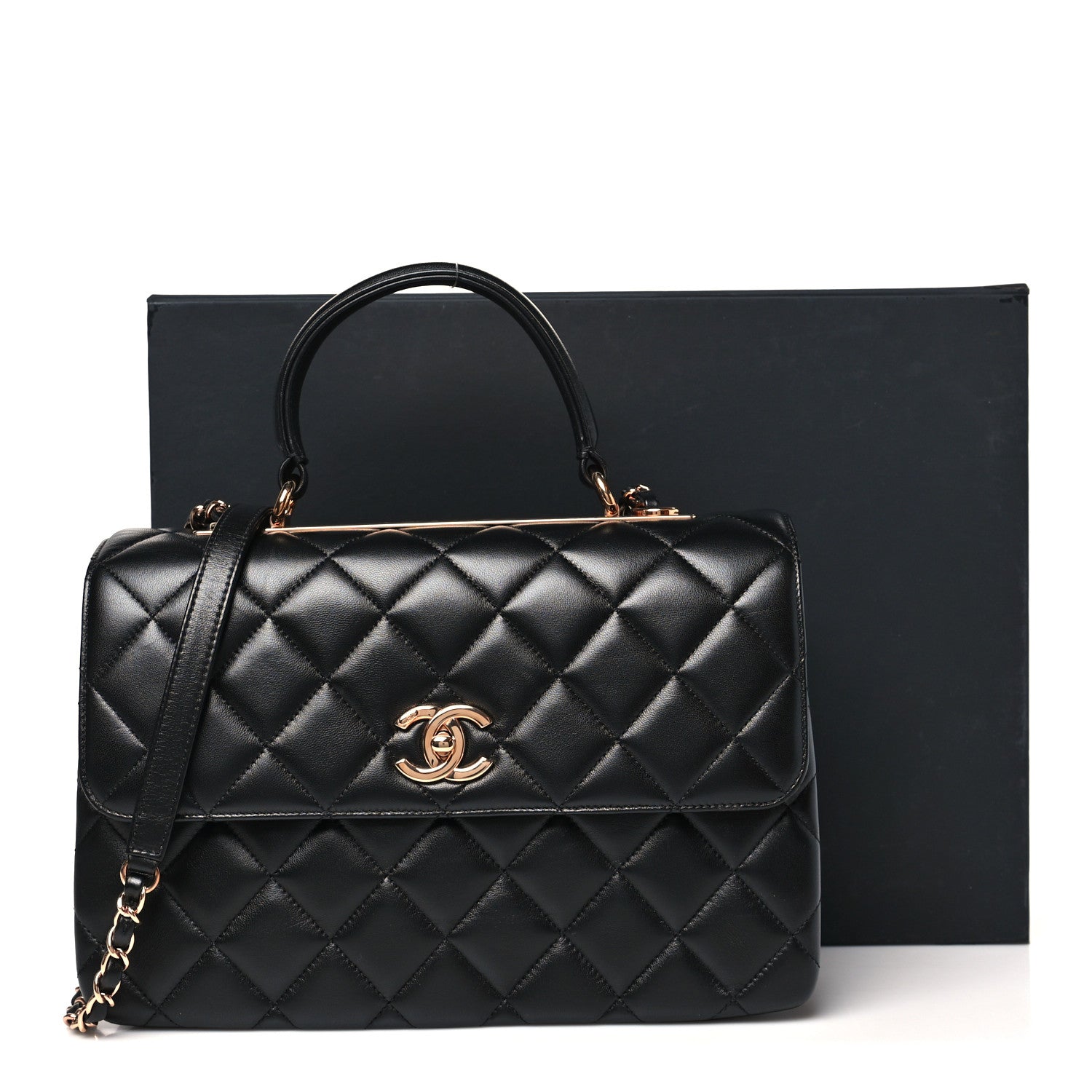 Chanel Lambskin Quilted Medium Trendy CC Flap Dual Handle Bag Black 12 of 12