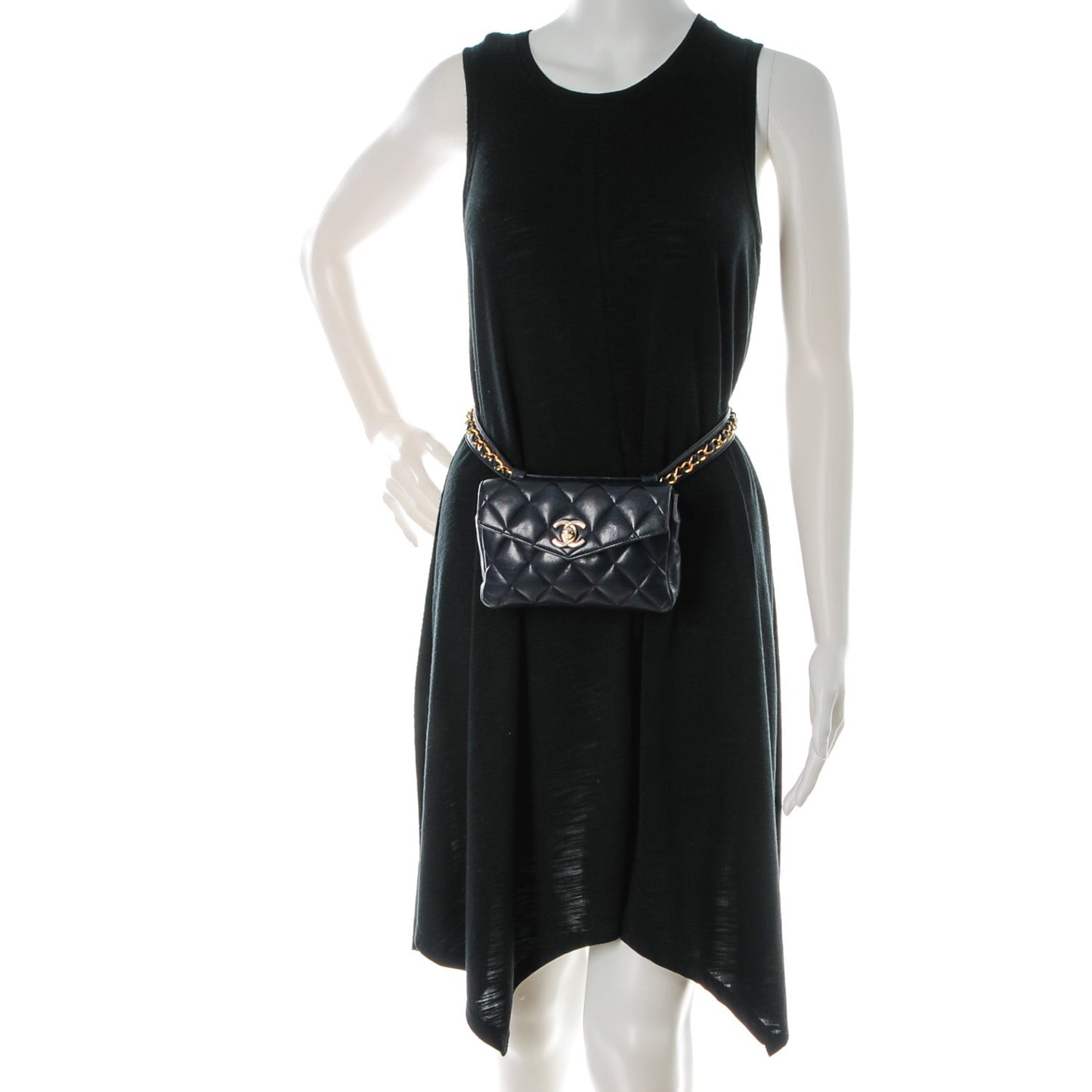 Lambskin Quilted Flap Waist Belt Bag 70 28 Navy