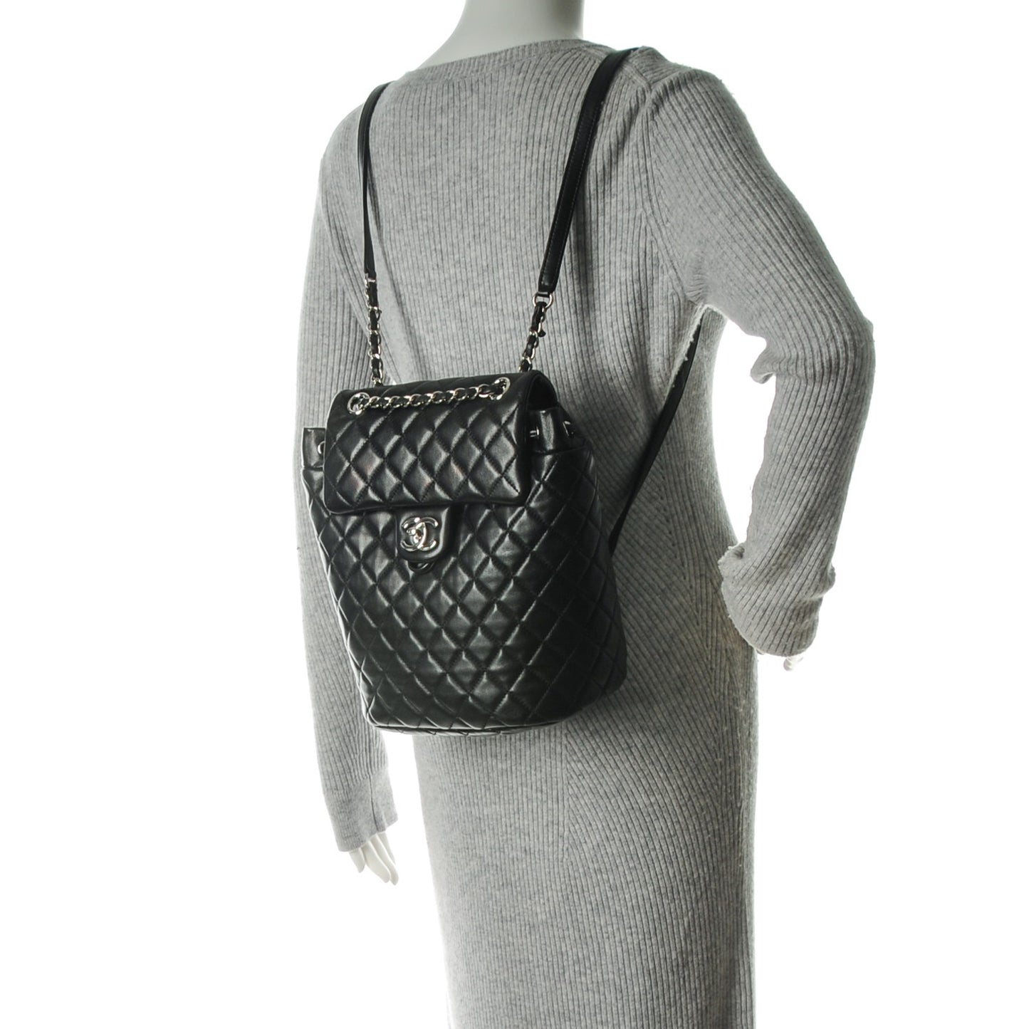 Lambskin Quilted Small Urban Spirit Backpack Black