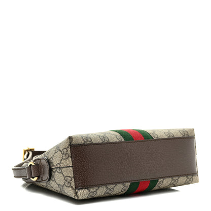 Gucci GG Supreme Monogram Textured Dollar Calfskin Web Small Ophidia Dome Shoulder Bag Beige Ebony New Acero 4 of 10