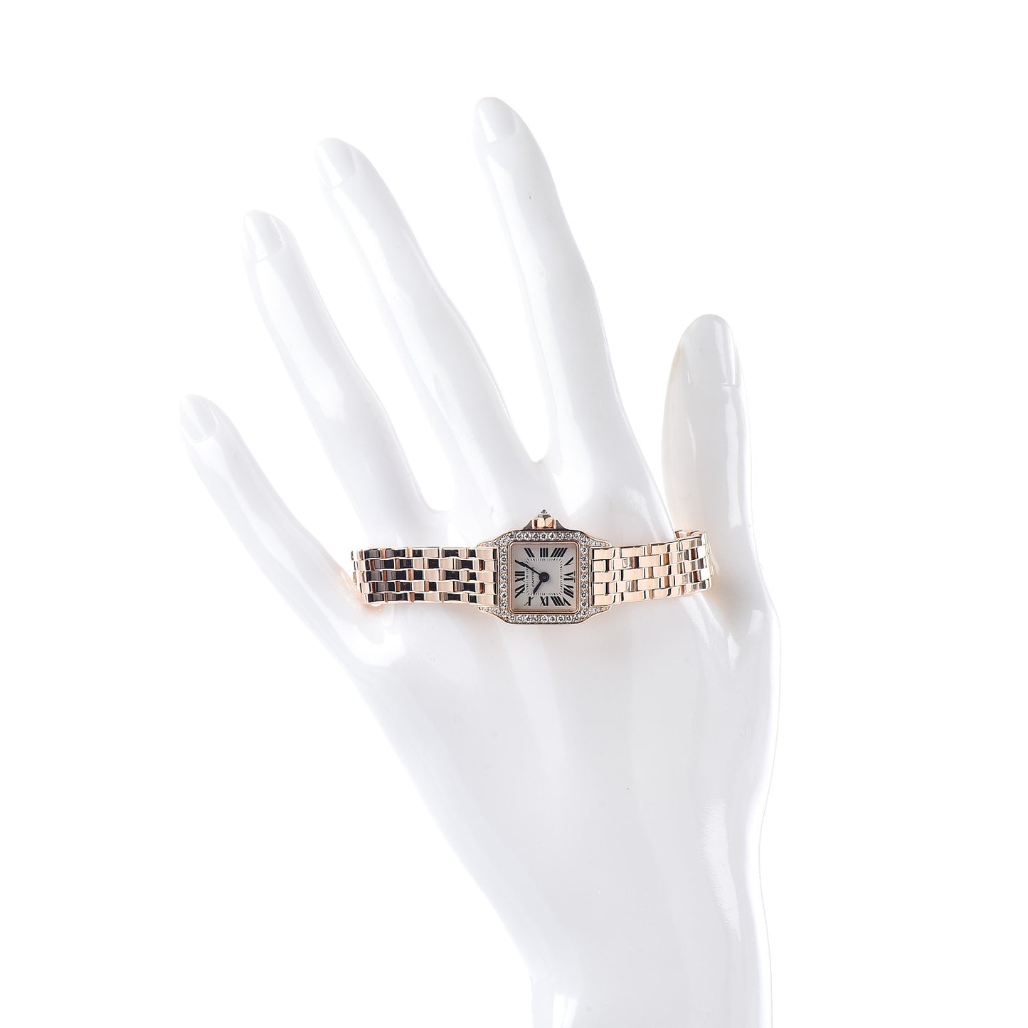 18K Pink Gold Diamond Bezel 17mm Santos Demoiselle Quartz Watch
