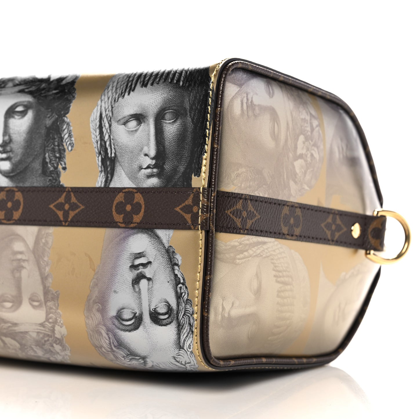 X FORNASETTI Calfskin Fornasetti Speedy Bandouliere 25 Gold