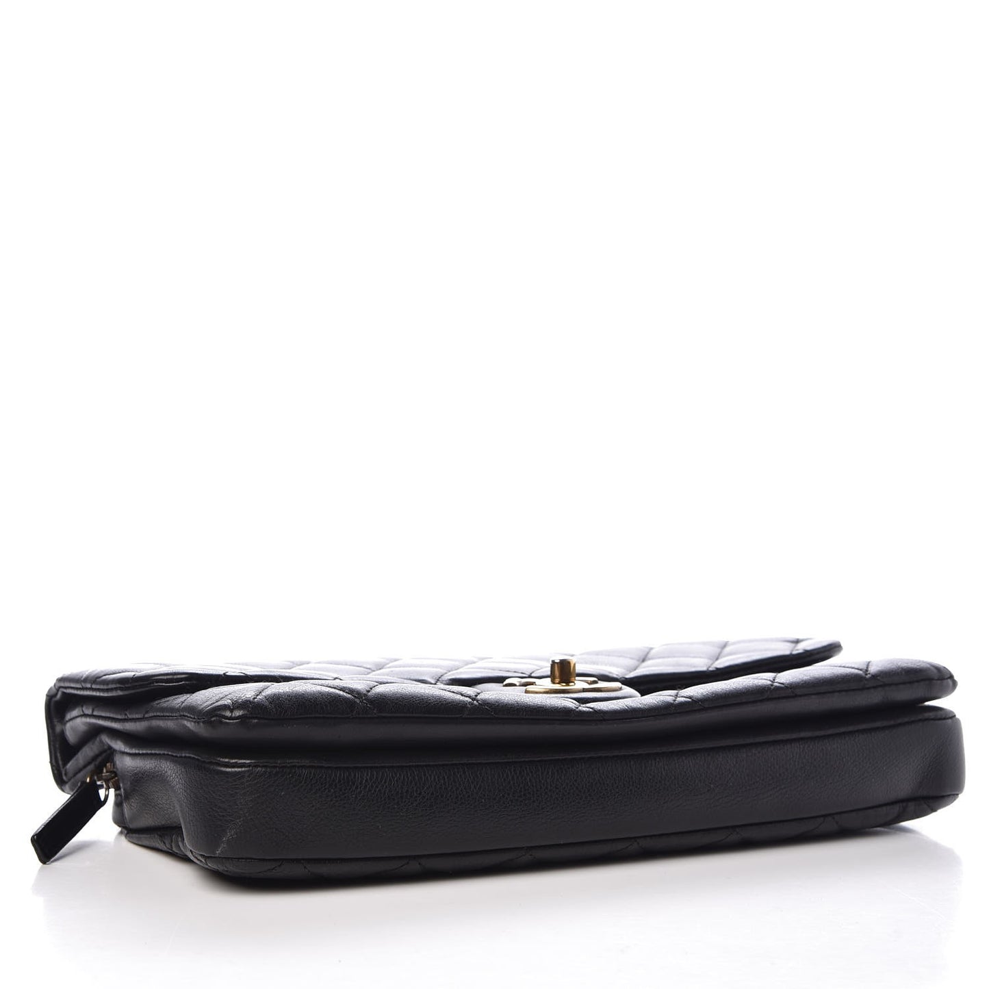 Calfskin Quilted Medium CC Crown Flap Black