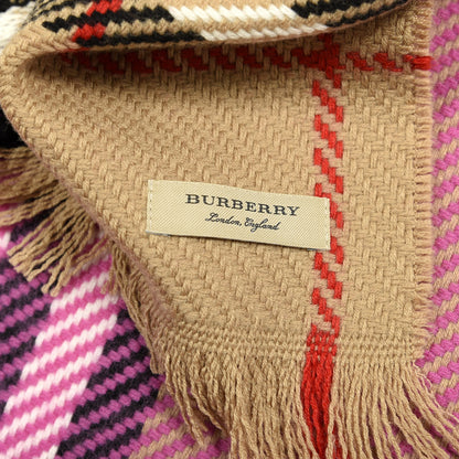 Burberry Wool Giant Check Color Block Fringe Scarf Fuchsia Pink 3 of 3