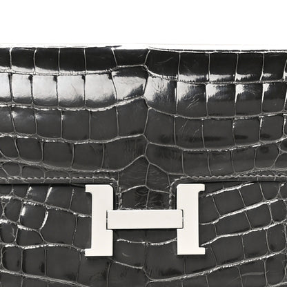 Hermes Shiny Alligator Constance Long Wallet Graphite 9 of 11