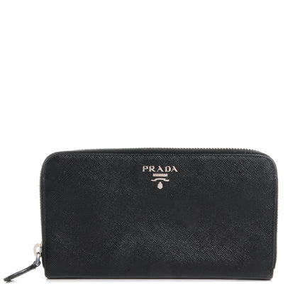 Prada Saffiano Zip Around Wallet Nero Black 1 of 9