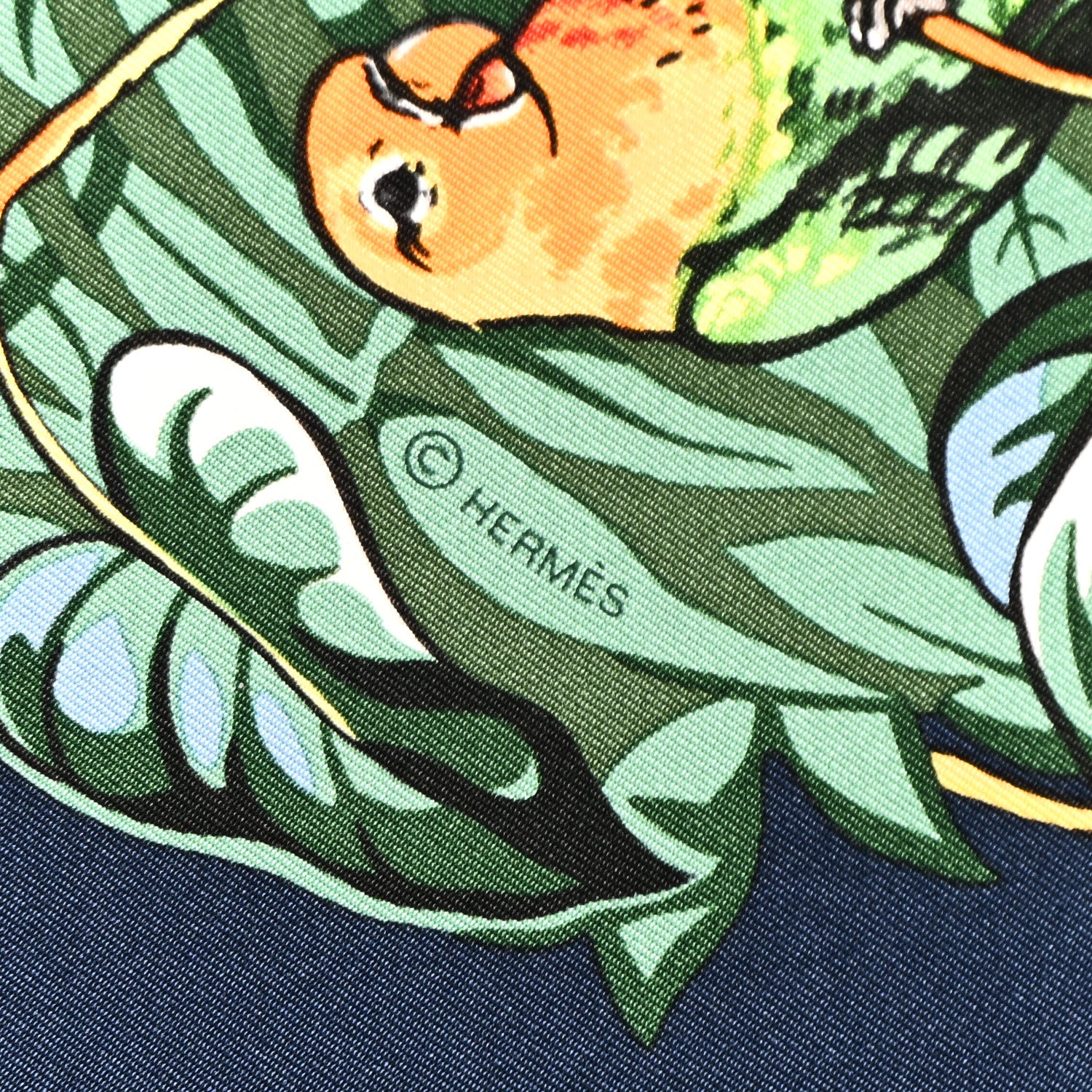 Hermes Silk Jungle Love Scarf 90 Marine Vert Orange 4 of 6