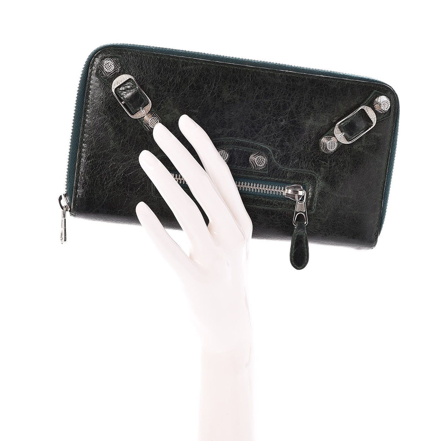 Chevre Giant 12 Silver Hardware Compagnon Wallet Evergreen