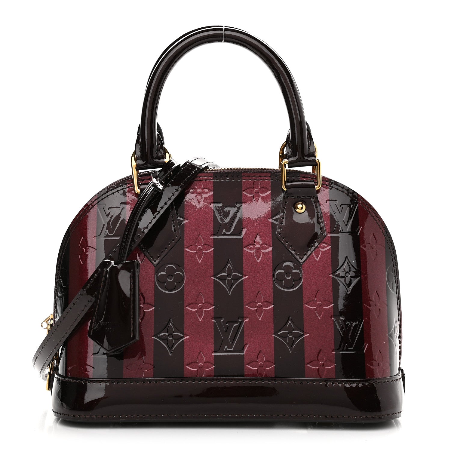 Louis Vuitton Vernis Rayures Alma BB Amarante 1 of 9