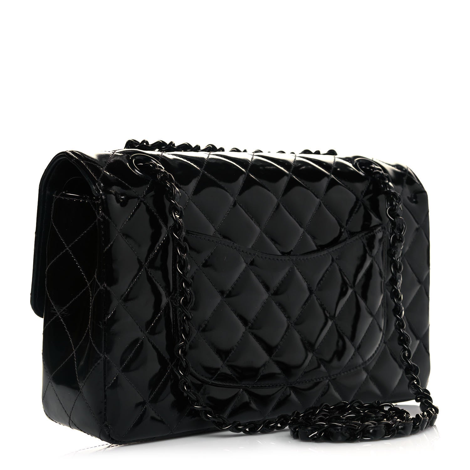 Chanel Patent Quilted Medium Double Flap So Black 3 of 13