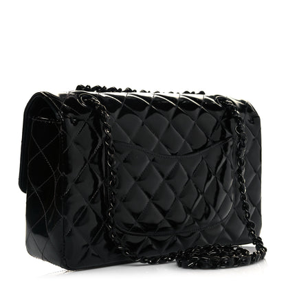 Chanel Patent Quilted Medium Double Flap So Black 3 of 13