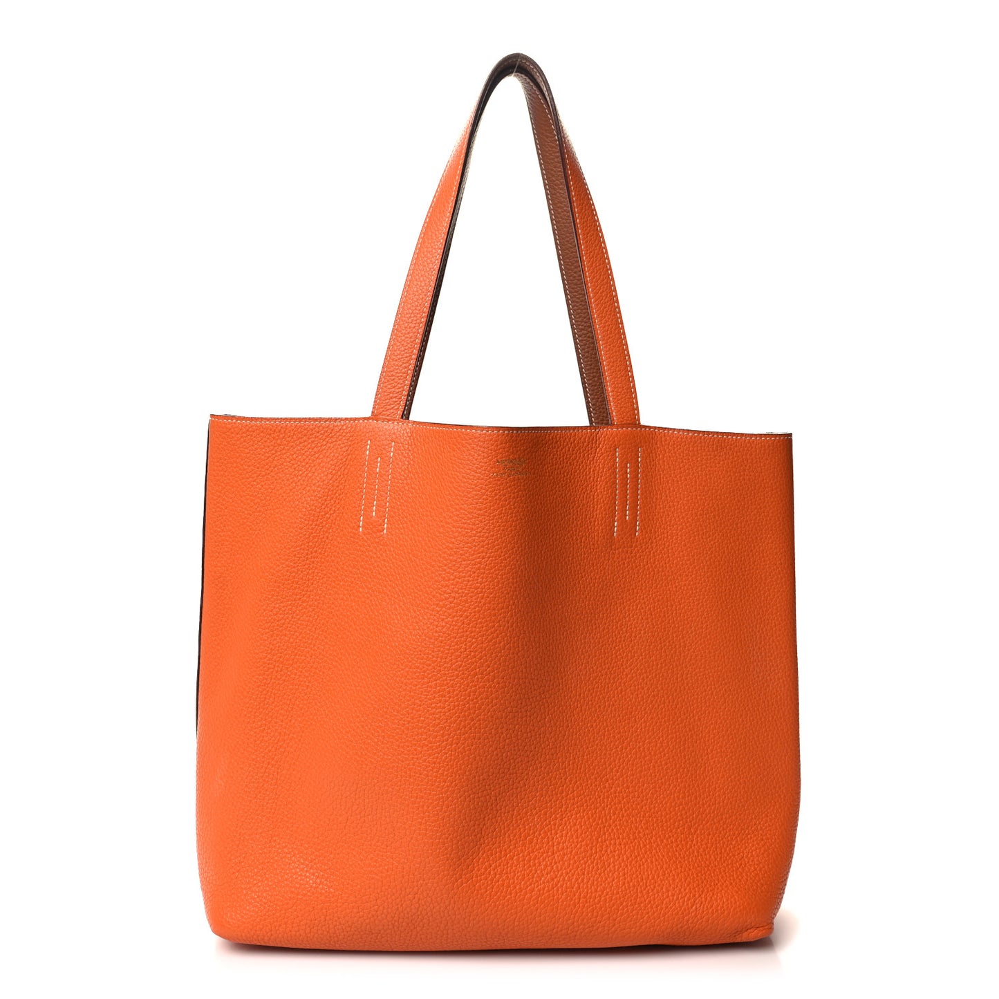 Taurillon Clemence Double Sens 45 Reversible Tote Orange Gold