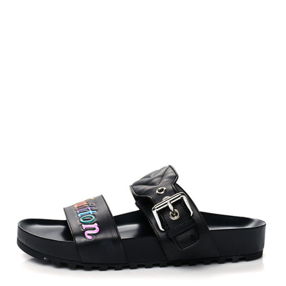 Louis Vuitton Calfskin New Wave Bom Dia Mule Sandals 35 Black 1 of 10
