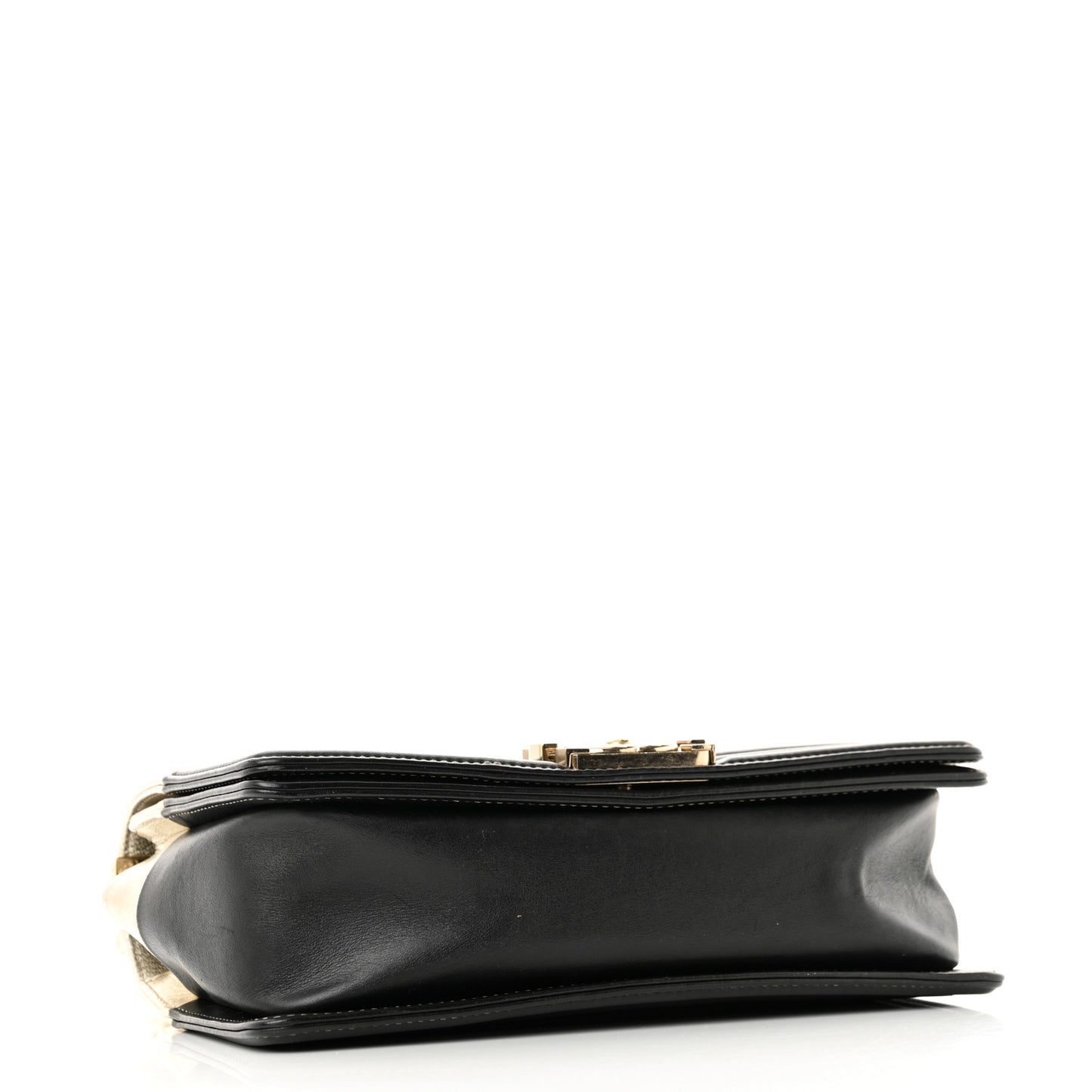 Metallic Goatskin Calfskin Medium Boy Flap Gold Black