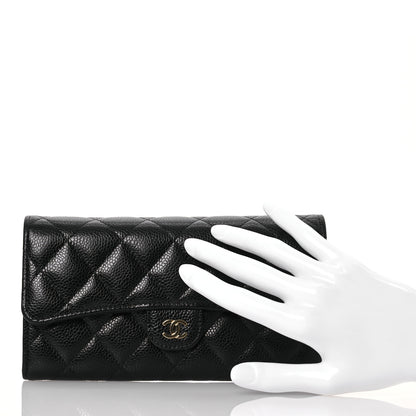 Chanel Caviar Quilted Large Gusset Flap Wallet Black 2 of 15