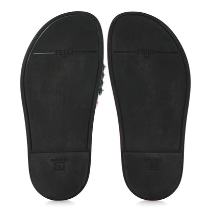 Fendi Vitello Studded Fun Fair Slide Sandals 36 Black Multicolor 6 of 8
