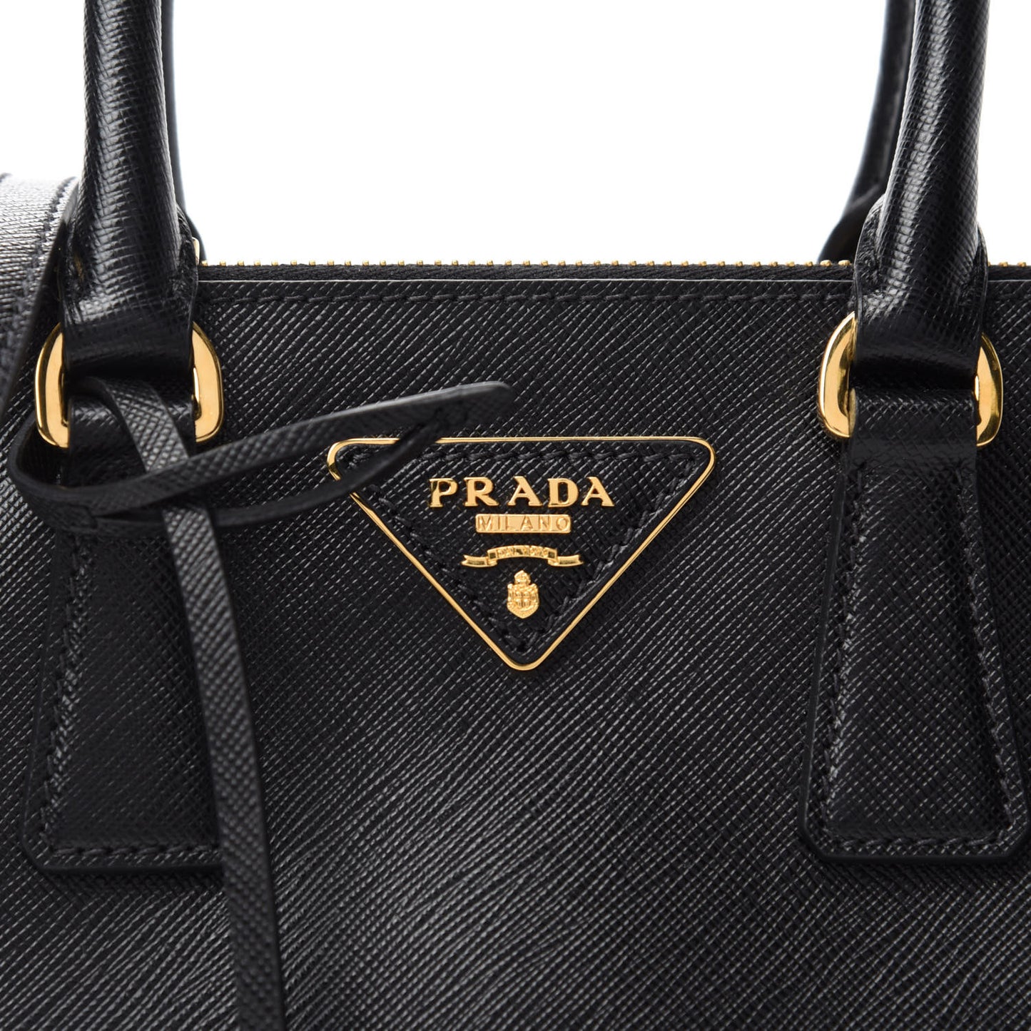 Saffiano Lux Mini Galleria Double Zip Tote Black