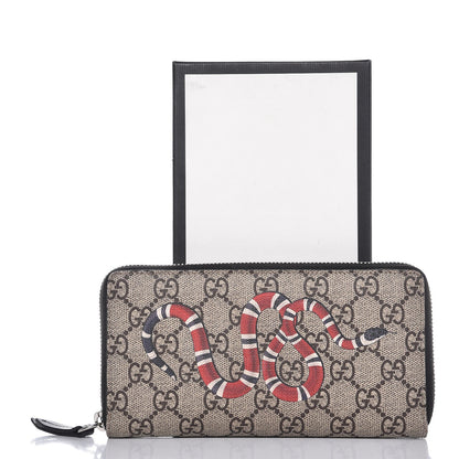 Gucci GG Supreme Monogram Kingsnake Zip Around Wallet Black 8 of 8