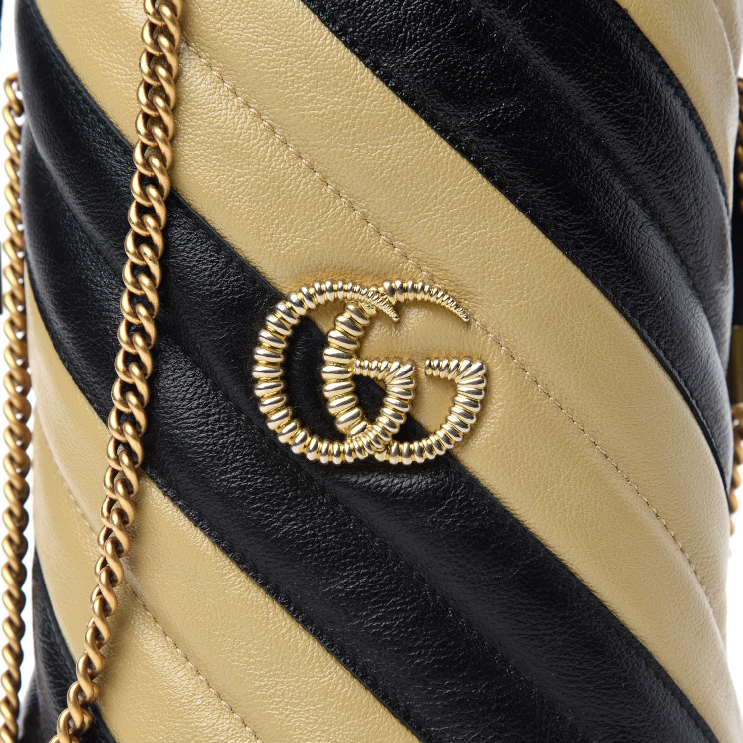 Gucci Azalea Calfskin Matelasse Diagonal Patchwork Mini Torchon GG Marmont 2.0 Bucket Bag Black Beige Romantic Cerise 10 of 11