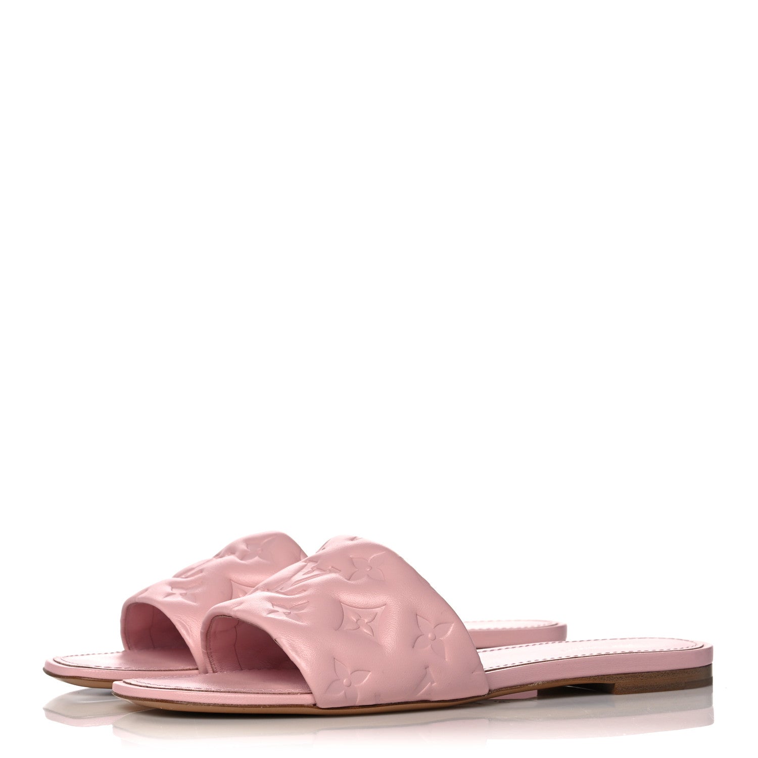 Louis Vuitton Lambskin Embossed Monogram Revival Flat Mules 39 Light Pink 3 of 9