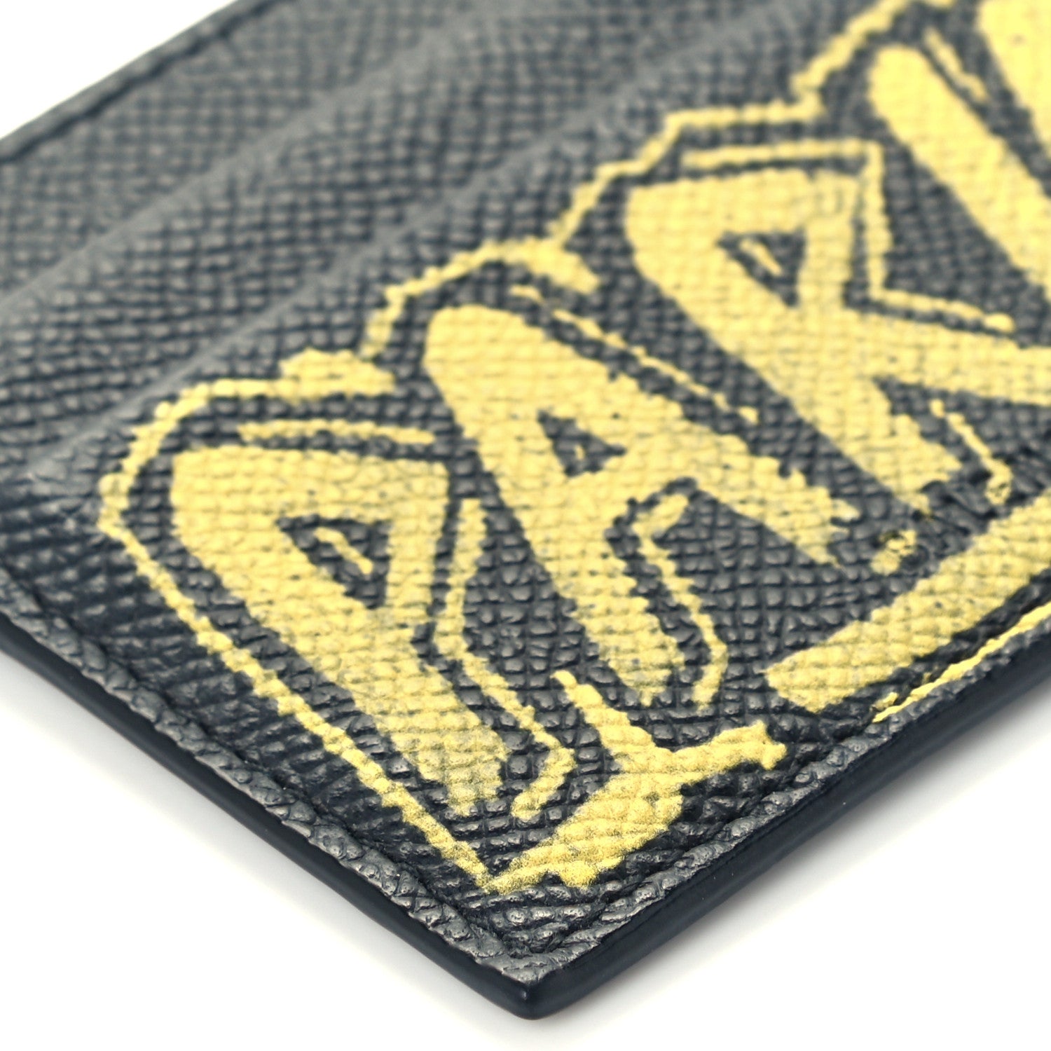 Balenciaga Signature Grained Calfskin Graffiti Ville Multi Card Holder Black Yellow 7 of 8