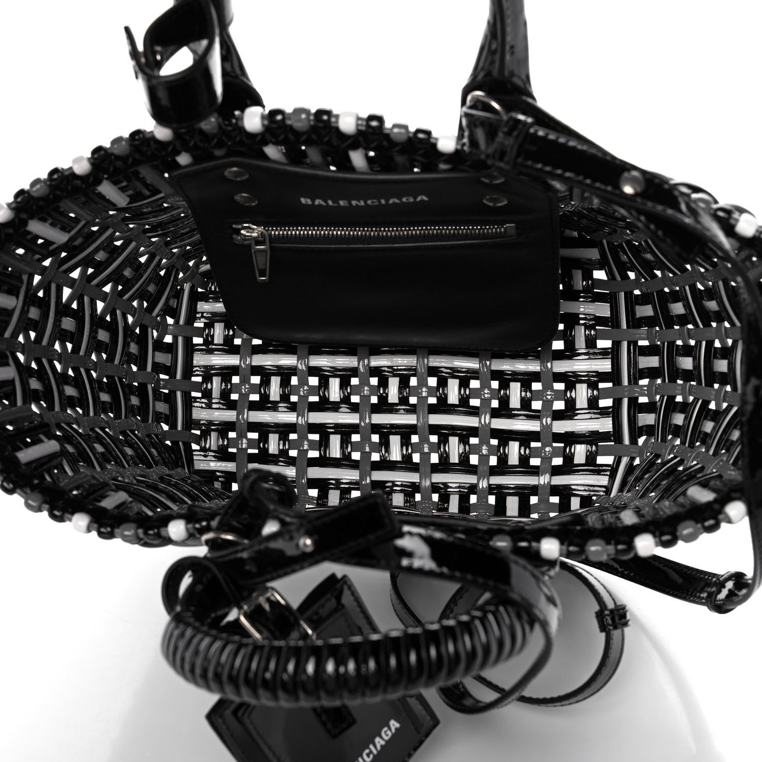 Balenciaga Patent XS Bistro Basket Black White 5 of 10