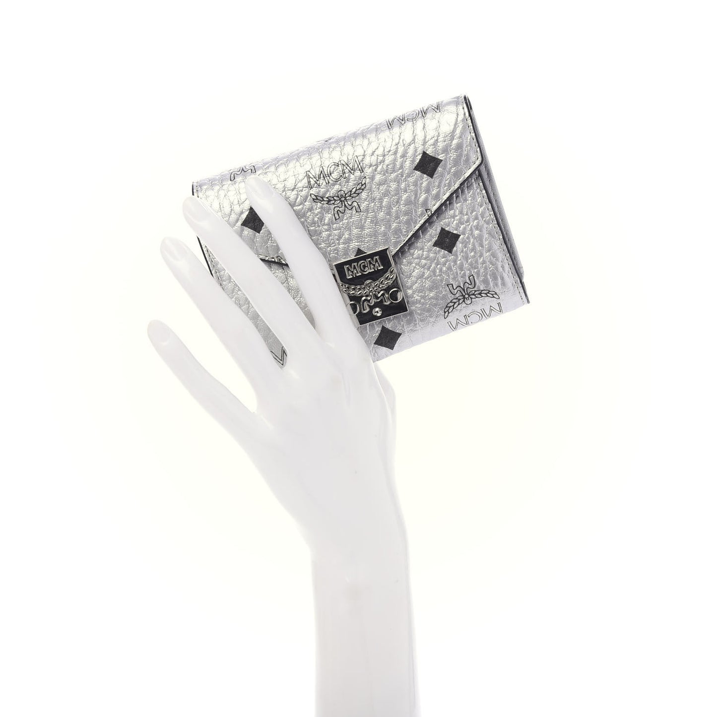 Metallic Visetos Compact Wallet Silver