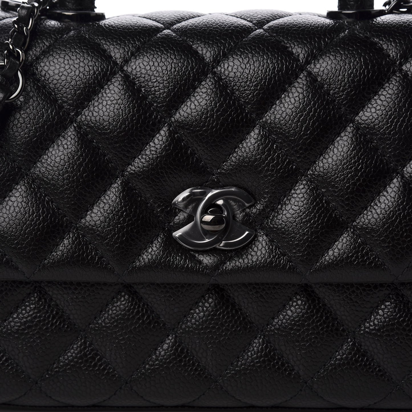 Caviar Quilted Mini Coco Handle Flap So Black
