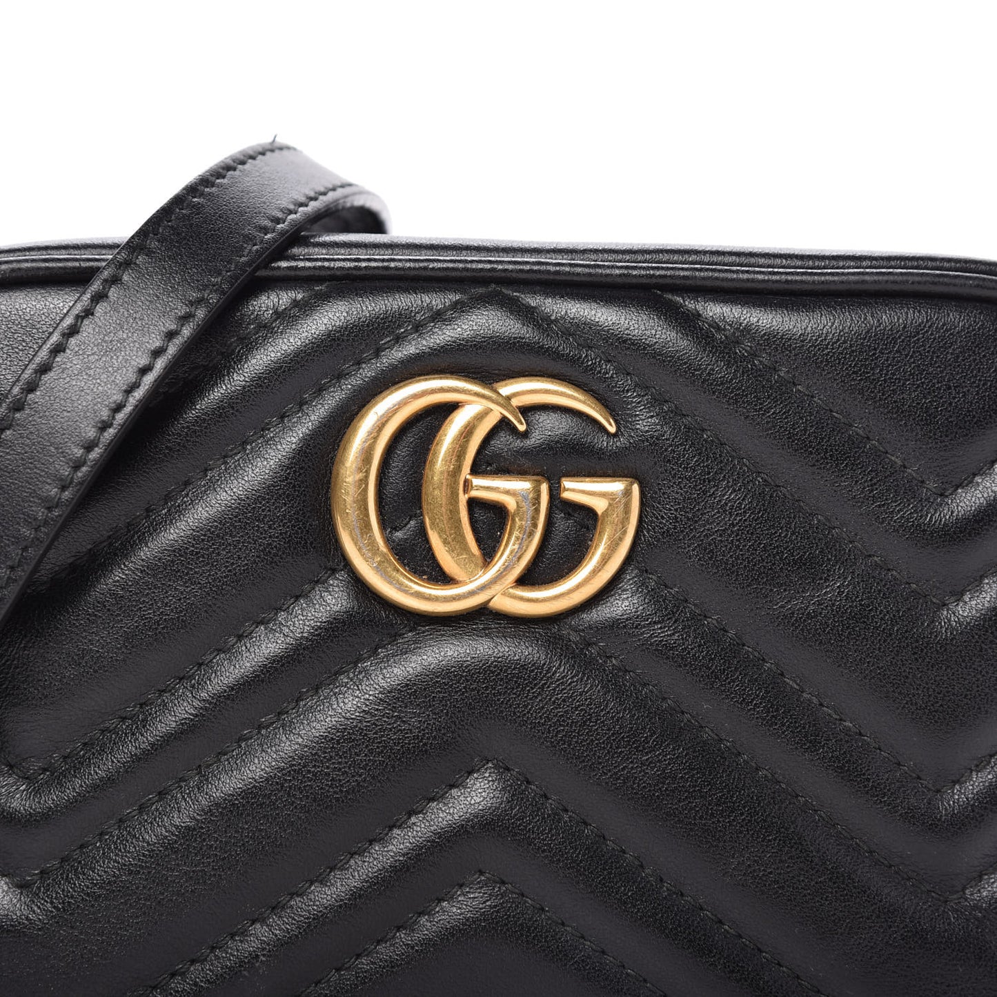Calfskin Matelasse Mini GG Marmont Chain Shoulder Bag Black