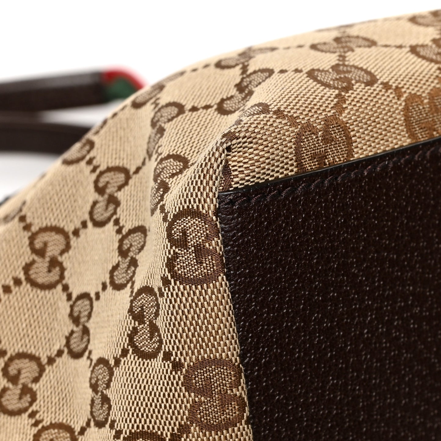 GG Monogram Small Web Handle Bucket Tote Dark Brown