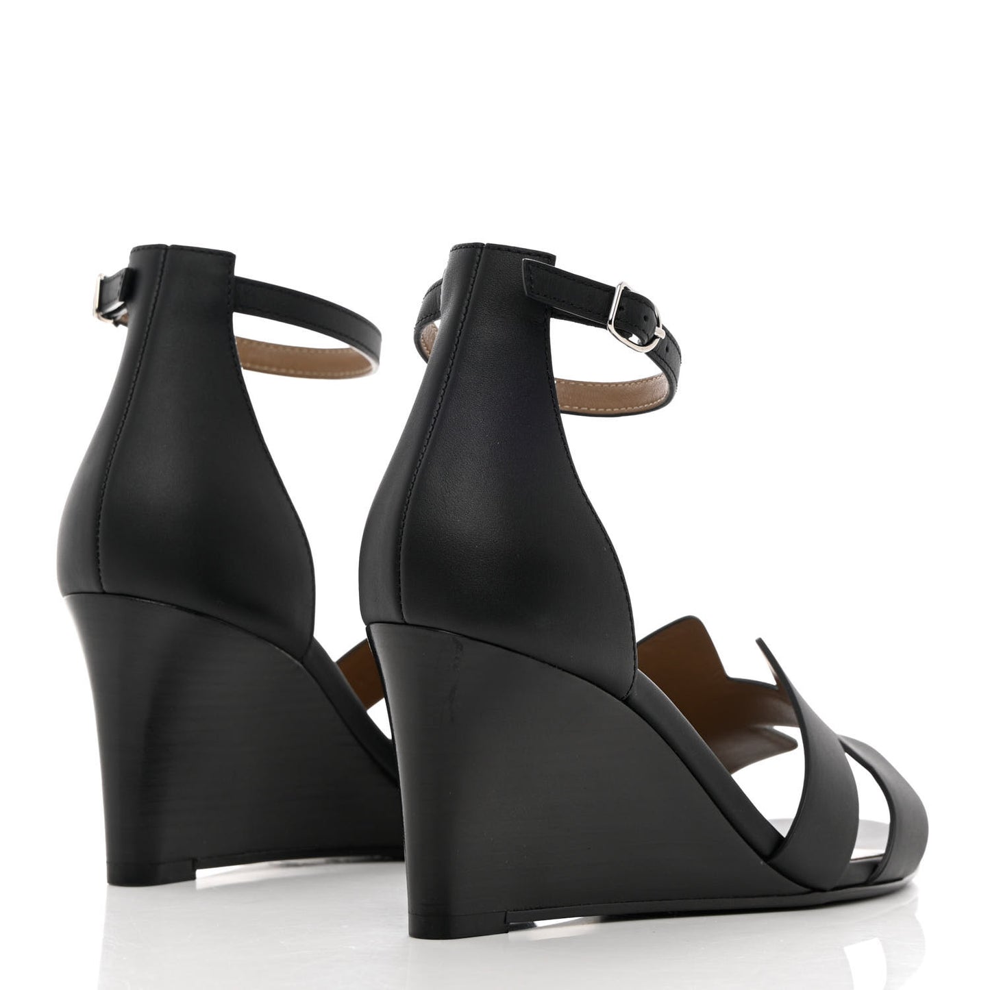 Calfskin Legend Wedge Sandals 38 Black