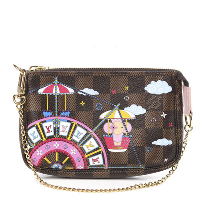 Louis Vuitton Damier Ebene 2020 Christmas Animation Big Wheel Mini Pochette Accessories Rose Ballerine 1 of 8
