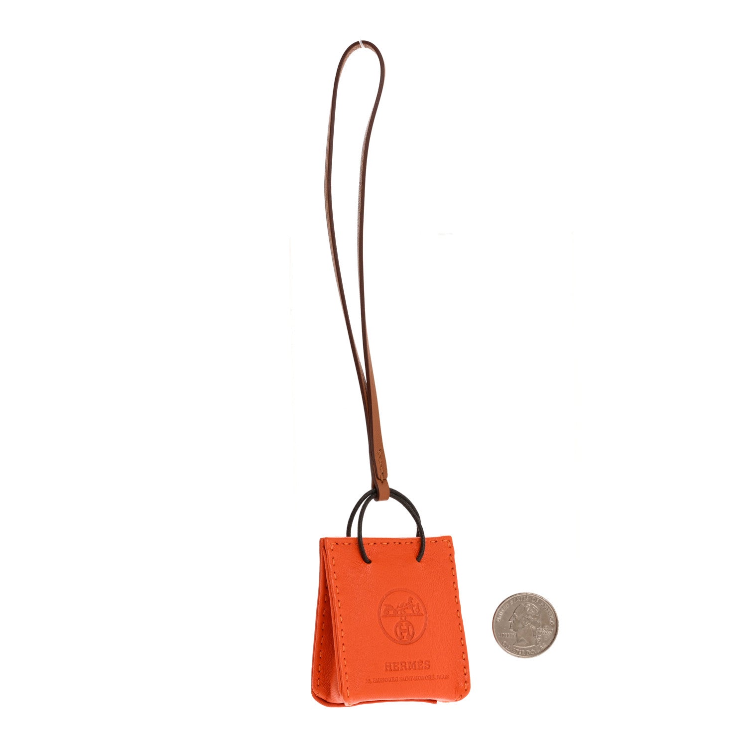 Hermes Milo Lambskin Swift Shopping Bag Charm Feu Gold 3 of 14
