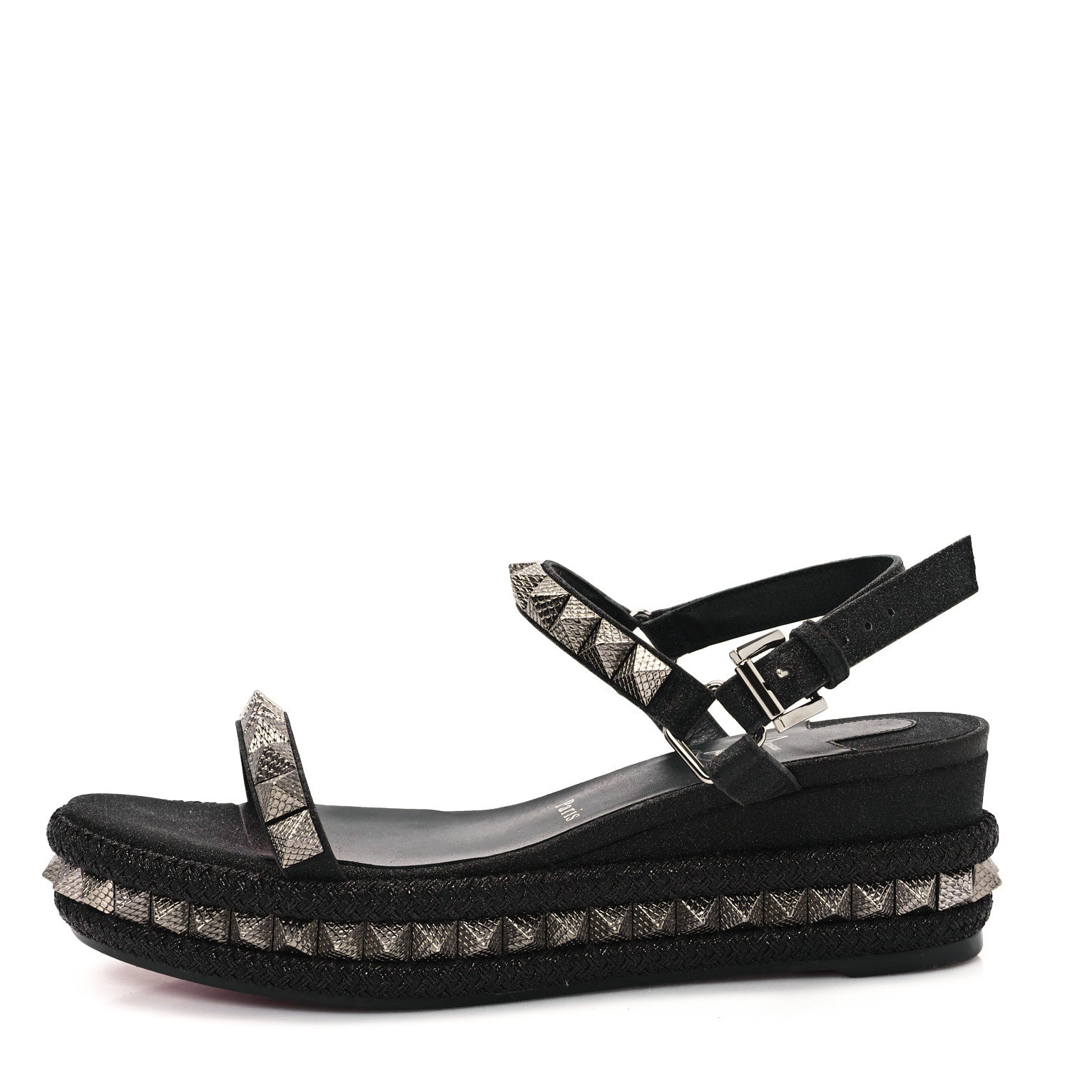 Christian Louboutin Nappa Mica Pyraclou 60 Platform Sandals 38 Version Black 1 of 8